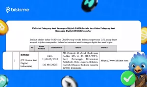 Bittime Terdaftar dalam Whitelist Penyelenggara Perdagangan Aset Keuangan Digital dan Aset Kripto Berizin oleh OJK